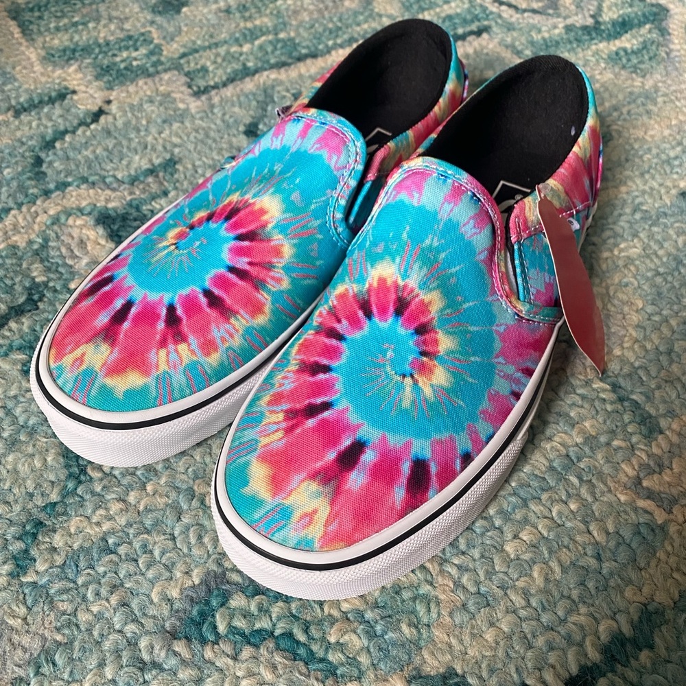 Vans Blue and Pink Athletic Slip-On Shoes
